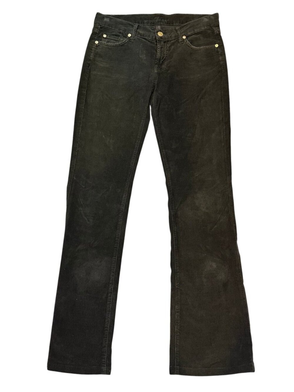 7 For All Mankind Bootcut Corduroy Stretch Pants Dark Olive Brown Jeans Sz 26